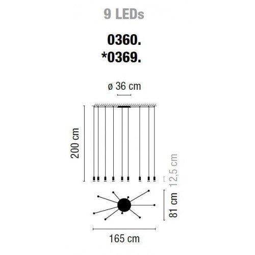 비비아 와이어플로우 프리폼 0360 9 LED PRESSED-글라스 Diffusers Dali/1-10V/Push Dim 블랙 Vibia Wireflow Freeform 0360 9 LED Pressed-Glass Diffusers Dali/1-10V/Push Dim Black 04345