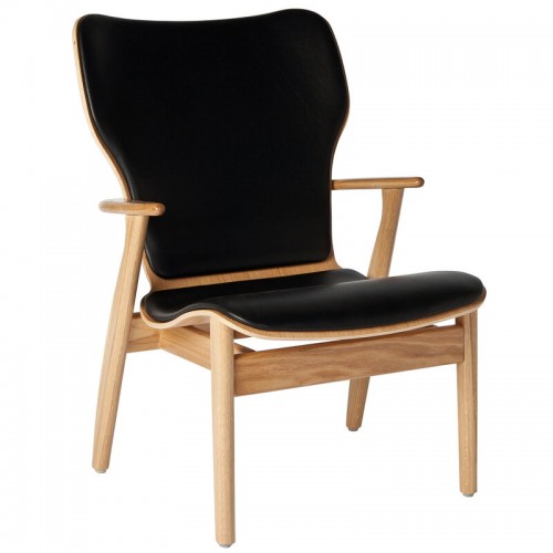 ARTEK 도무스 라운지체어 래커 oak - 블랙 래더 Artek Domus lounge chair  lacquered oak - black leather 03723